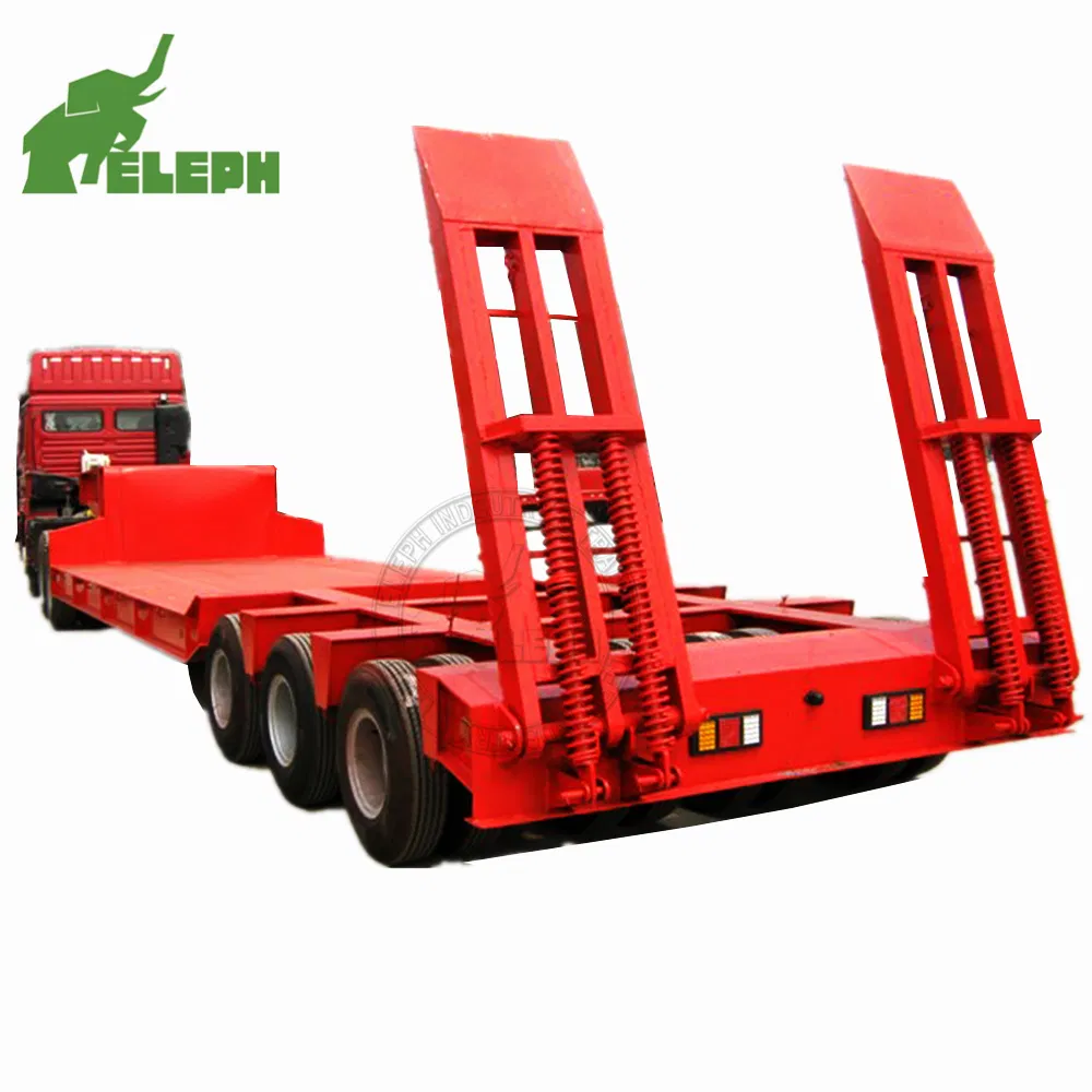 100 Tons Row-Axles Lowboy Heavy Machine/Machinery Semi Trailer with High Quality