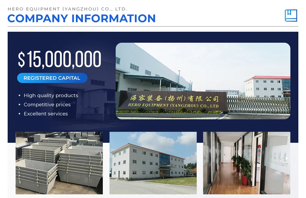 12FT Heavy Duty Roll off Dumpster Open Top Hook Lift Container for Garbage Truck