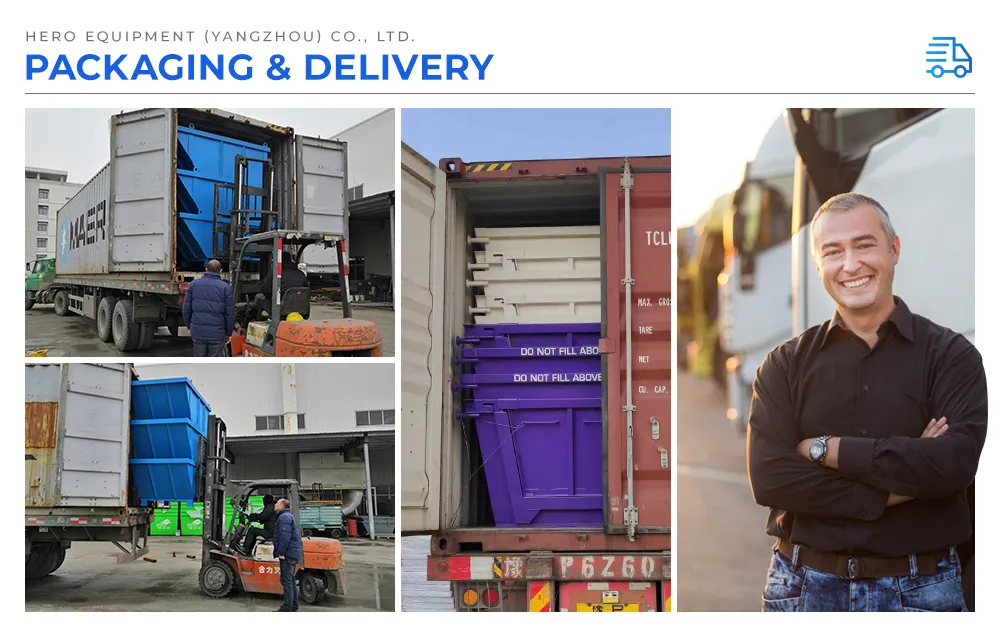 12FT Heavy Duty Roll off Dumpster Open Top Hook Lift Container for Garbage Truck