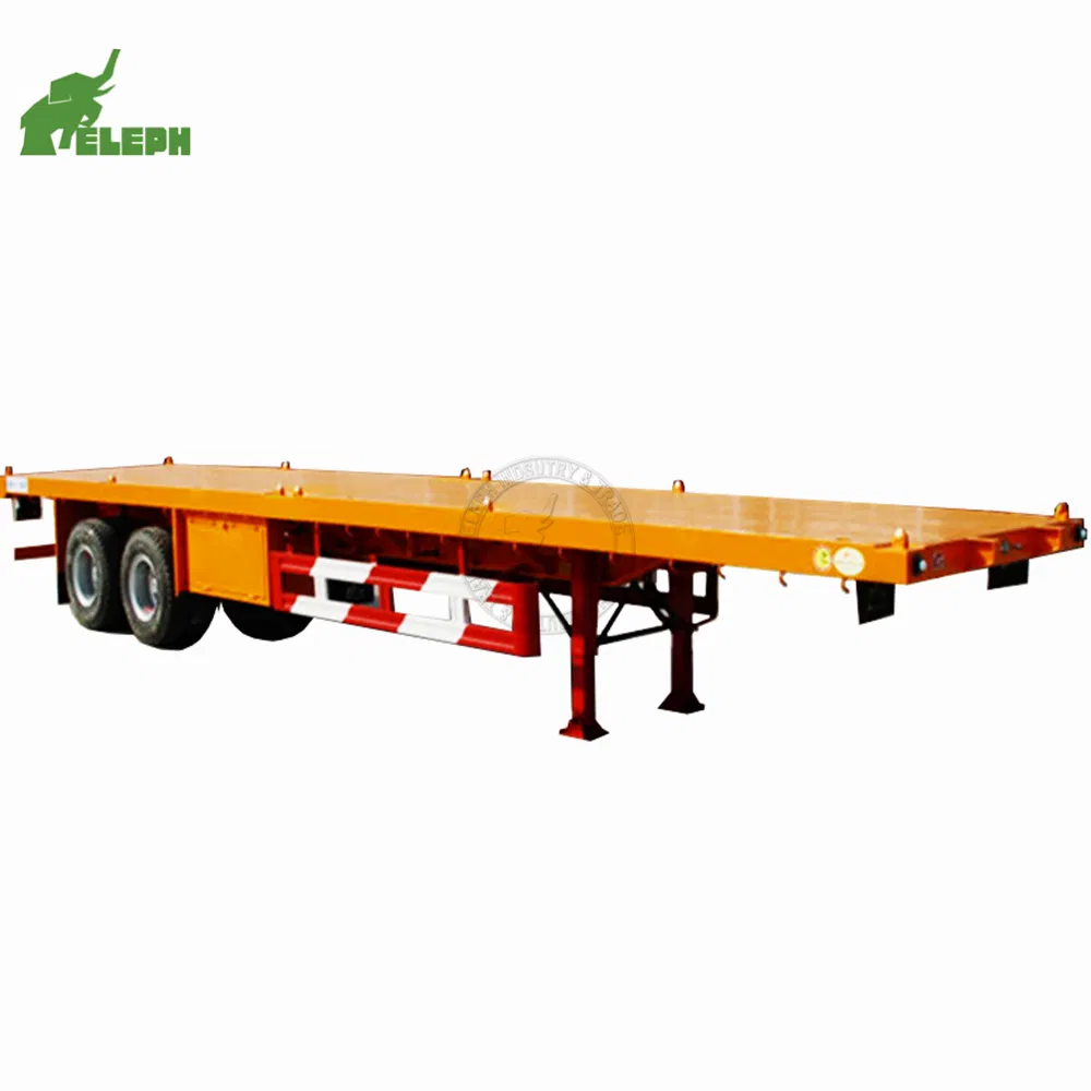 2 Axles Truck 40- 60mt 40FT Container Flatbed Semi Trailer