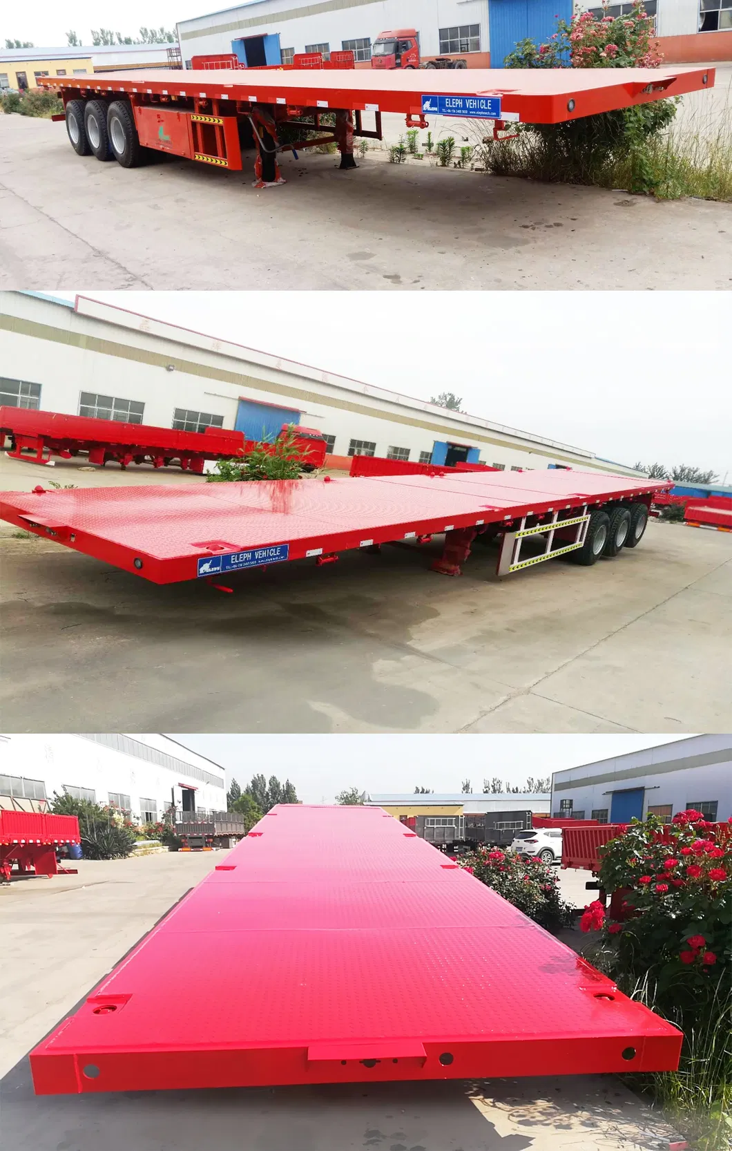 2 Axles Truck 40-60mt 40FT Container Flatbed Semi Trailer