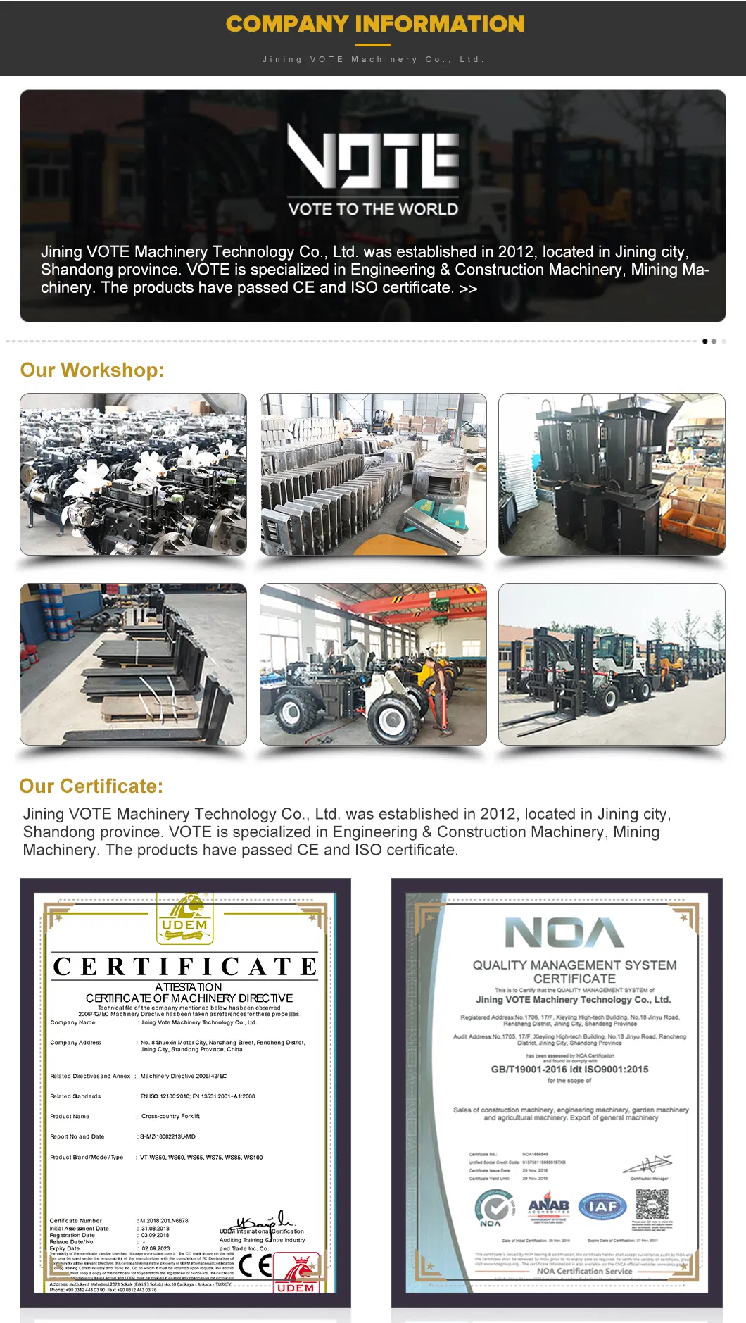 2 to 6 Ton off-Road Forklift Counterbalaned Weight Forklift Factory