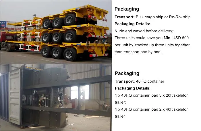 20FT 40FT 2 Axle Skeleton Container Skeletal Semi Trailer Chassis Frame