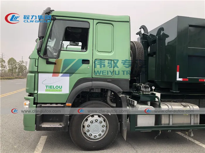 20tons 20m3 Hook Arm Container Waste Collection Sinotuk HOWO Roll off Dumpster Garbage Truck