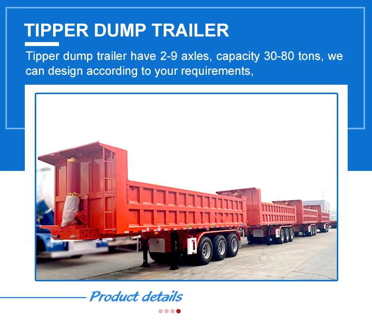 3/4/5 Axles 35 Cubic Meter 300-100 Ton Hydraulic Tipping Rear End Rock Mining Dumper Dump Tipper Semi Trailer