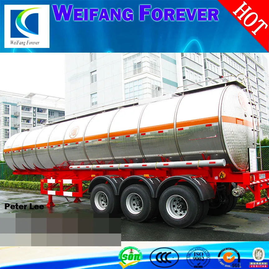 3 Axle 40-60cbm Oil Liquid Chemical Storage Tanker Semi Traielr