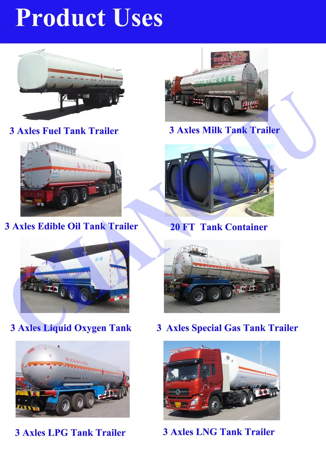 3 Axle 40-60cbm Oil Liquid Chemical Storage Tanker Semi Traielr