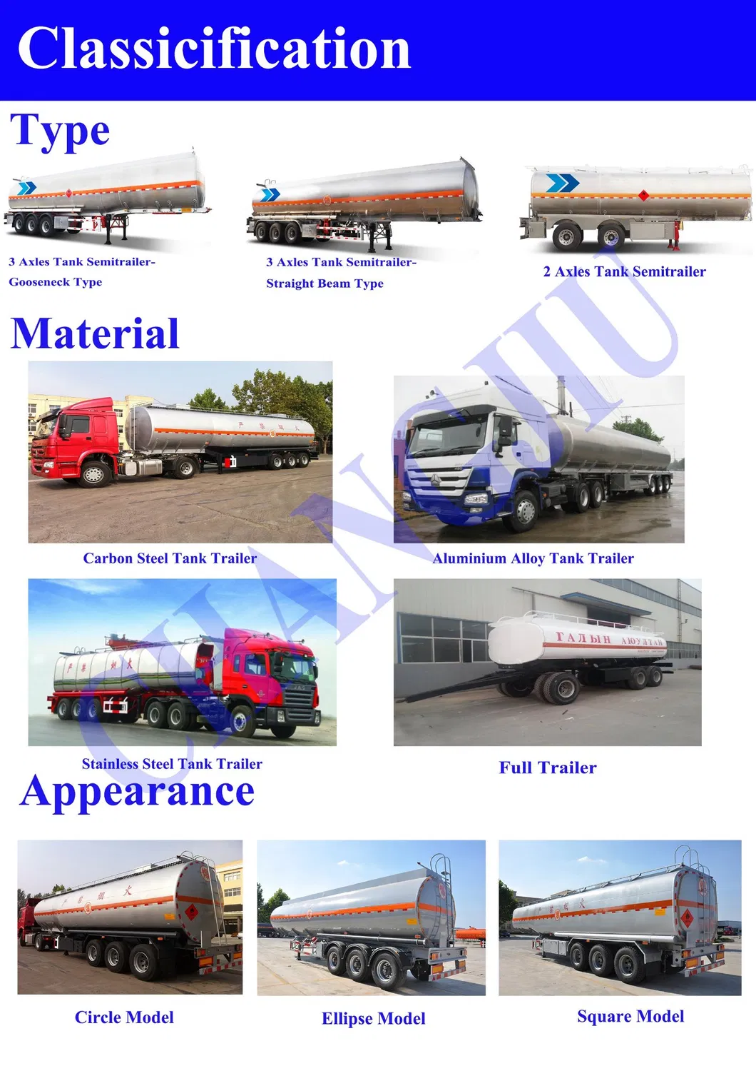 3 Axle 40-60cbm Oil Liquid Chemical Storage Tanker Semi Traielr