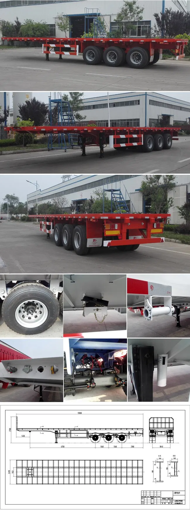 3 Axle 40t Flatbed Dumper Trailer Truck Tipper Semi Trailer for Sale