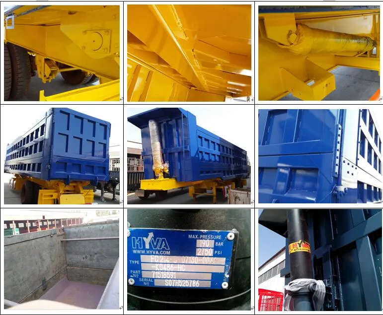 3 Axle Dumper Truck Trailer/Tipper Trailer with Hardox Steel Hyva Cylinder 196-7300