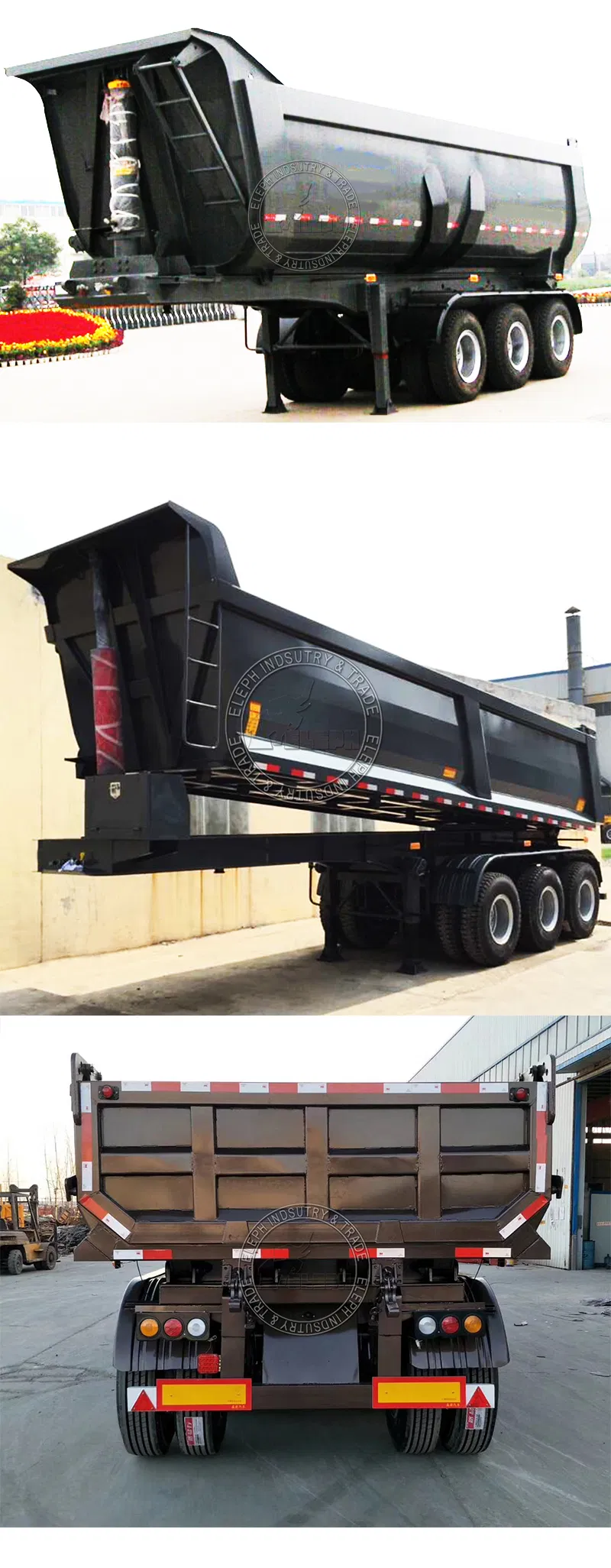 3 Axle Hydraulic Side Tipper Truck Semi Trailer Construction Transport Used Dump Trailer
