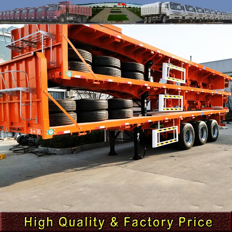 3 Axles 40 Feet 20FT 40FT Shipping Container Flat Bed Flatbed Semi Trailer for Sale
