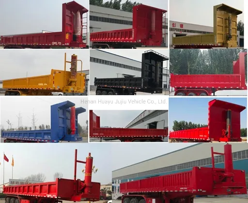 3 Axles Container Rear Lifting Dump Tipper Semi Tractor Trailer