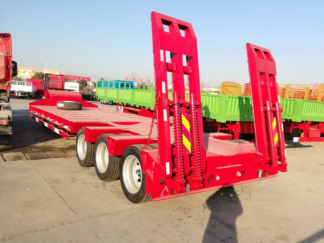3 Axles Excavator Transport Gooseneck Lowboy Low Bed Truck Semi Trailer