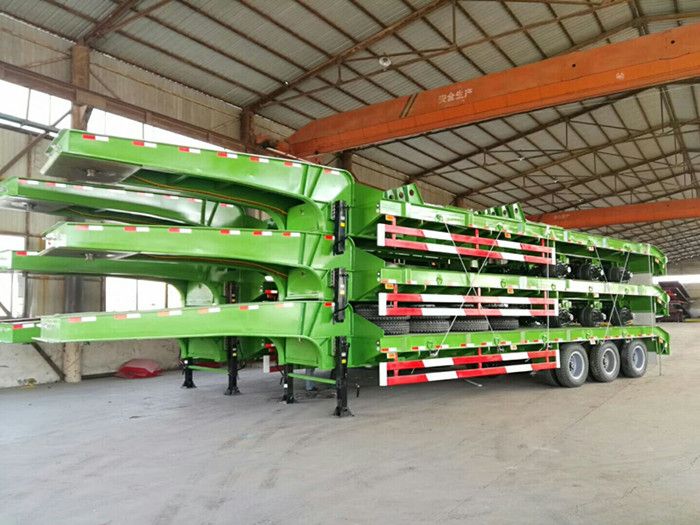 3 Axles Excavator Transport Gooseneck Lowboy Low Bed Truck Semi Trailer