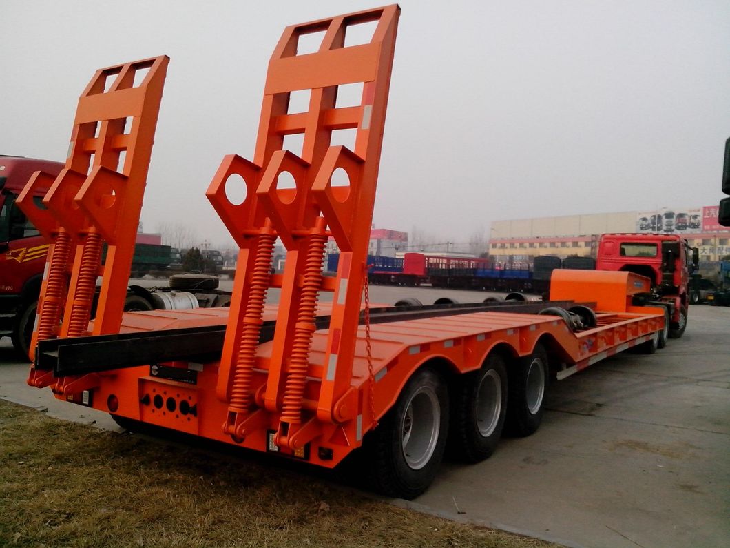 3 Axles Excavator Transport Gooseneck Lowboy Low Bed Truck Semi Trailer