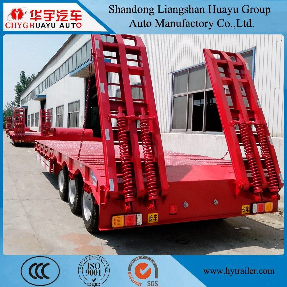 3 Axles Excavator Transport Gooseneck Lowboy Low Bed Truck Semi Trailer