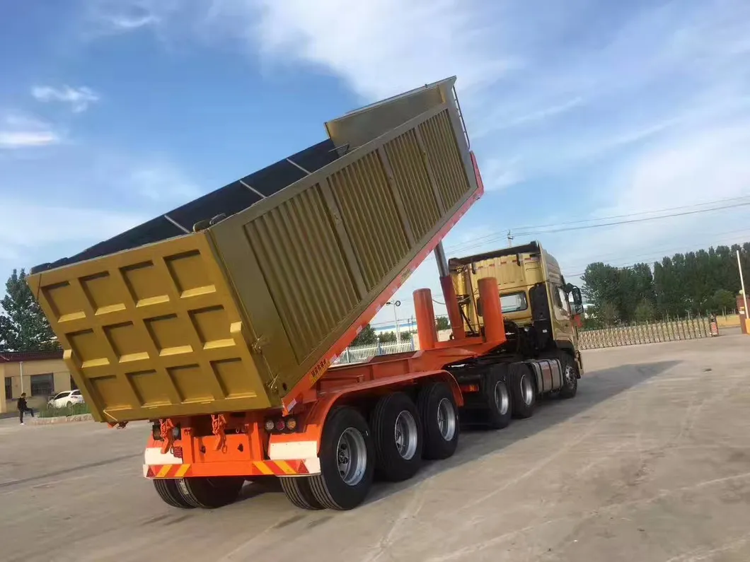 3 Axles Hydraulic 20-100ton Optional Ending Tipper Semi Trailer for Sale