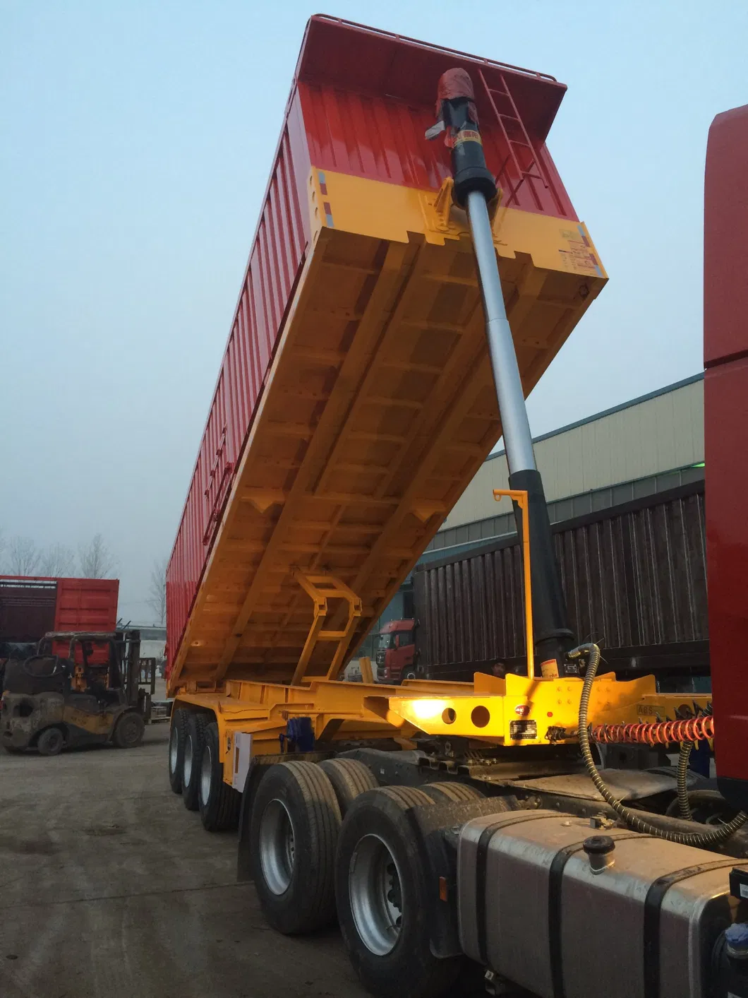 3 Axles Hydraulic 20-100ton Optional Ending Tipper Semi Trailer for Sale