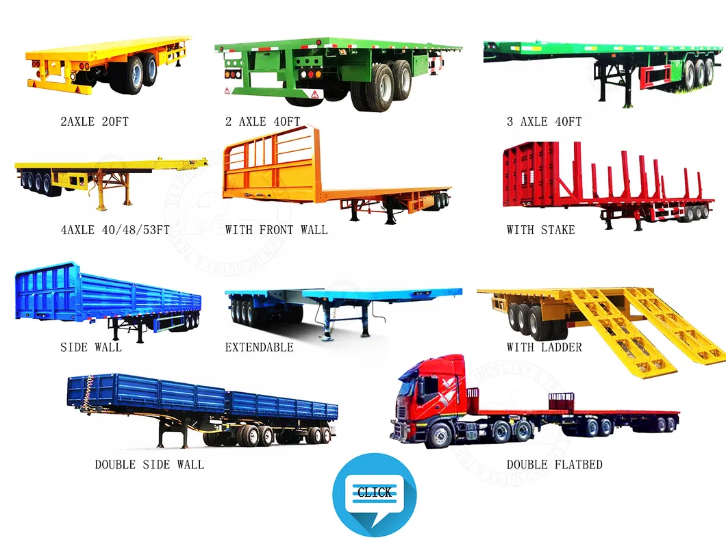 3 Axles Truck 40 to 60mt 40FT Container Flatbed Semi Trailer