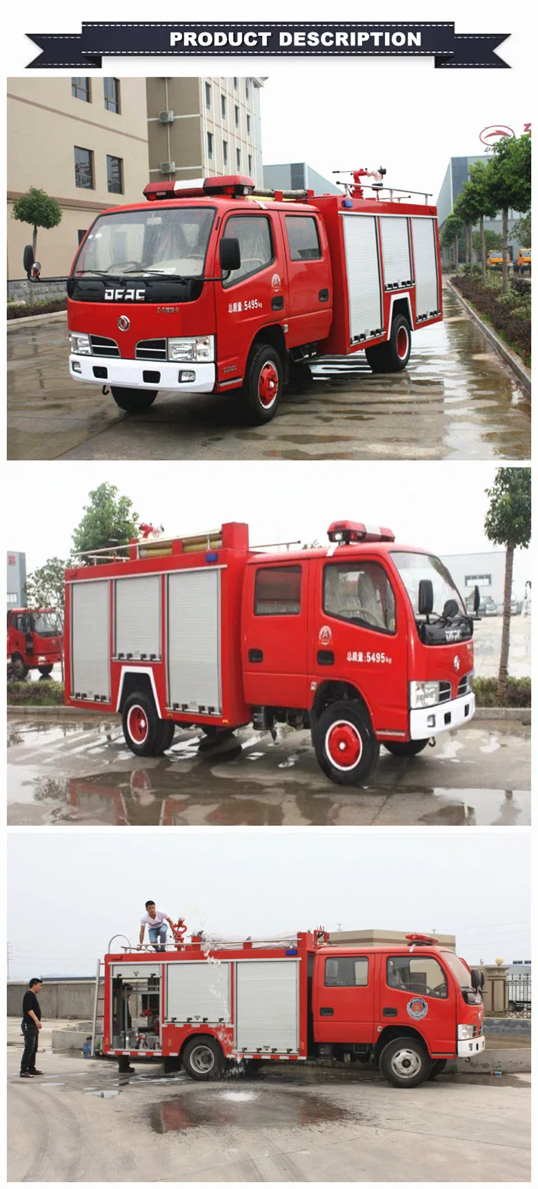 3m3 3000L LHD/Rhd 3000 Litres 3tons 800 Gallons Water Fire Truck