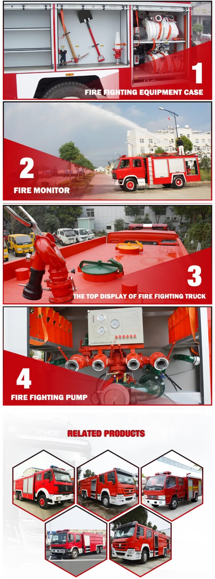 4*2 Isuzu HOWO Water Tank 8000 Liters (6000L water & 2000L foam) Fire Engine Fighting Rescue Truck