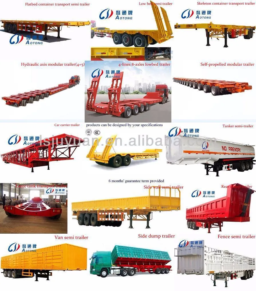 4 Axles Hot Sale Lowbed Semi Trailer with Rotating Side-Support
