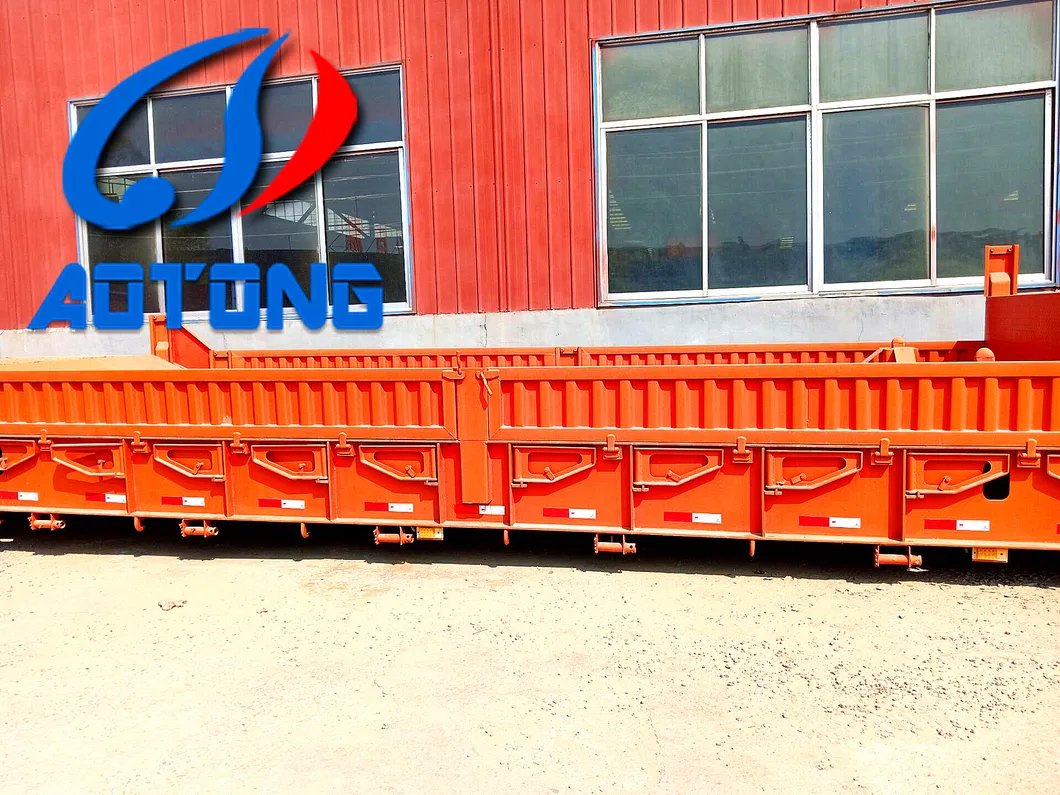 4 Axles Hot Sale Lowbed Semi Trailer with Rotating Side-Support