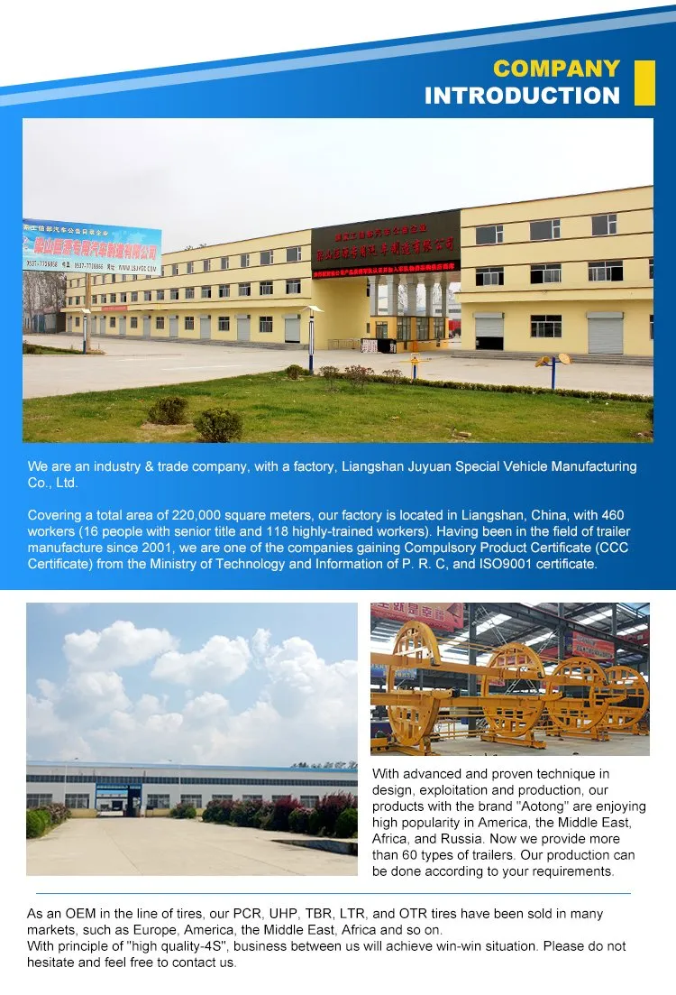 4 Axles Hot Sale Lowbed Semi Trailer with Rotating Side-Support