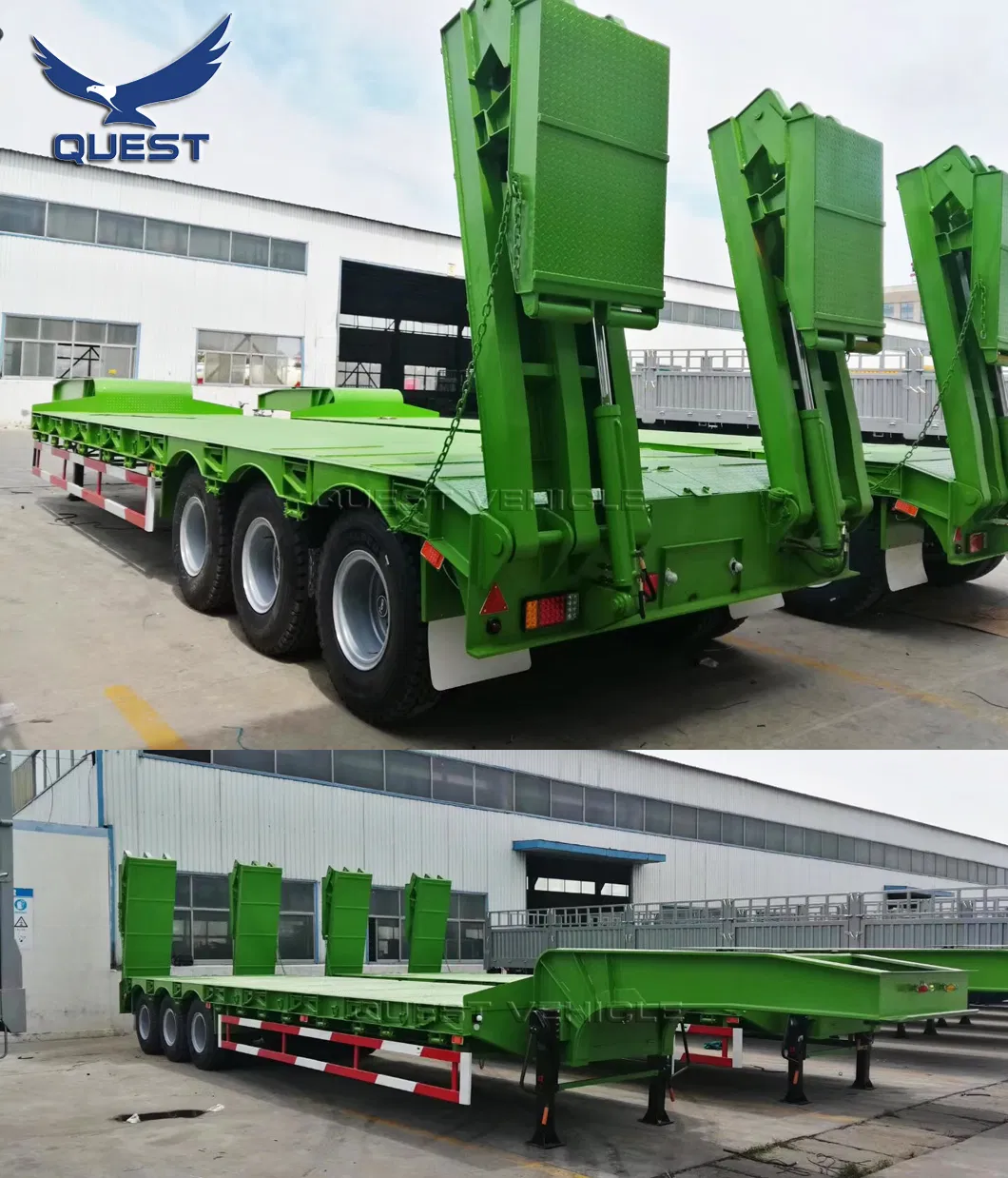 40FT Tridem Axle Low Loader 60 Ton Lowboy Semi Low Bed Trailer