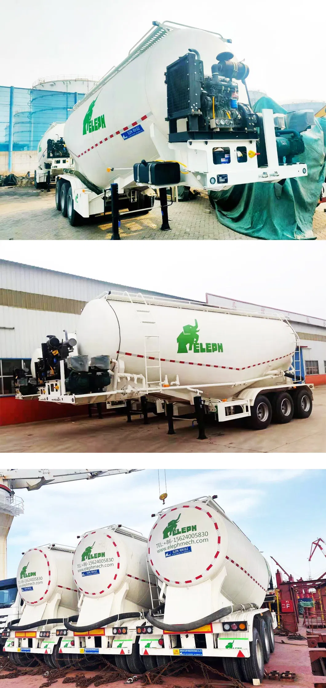 60 M3 3 Axles Powder Flour Cement Tanker Semi Trailer Bulk Powder Tanker