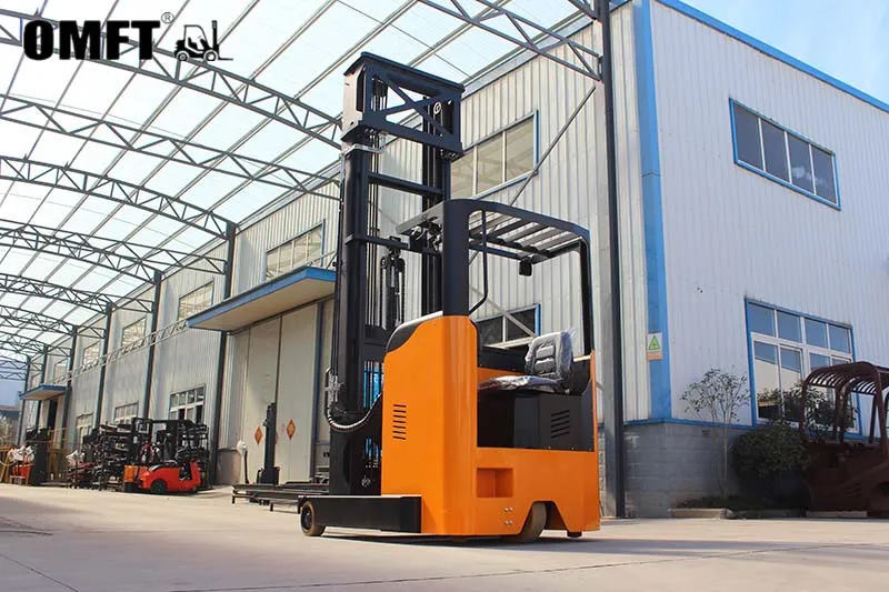 9m 10m Lithium Battery Optional Electric Reach Truck Pallet Stacker Seated Type Reach Forklift for Material Handling