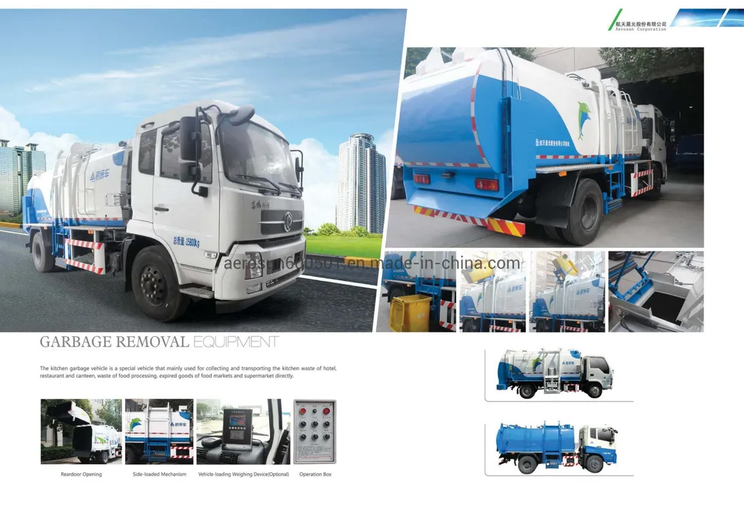 Aerosun 6000L Cgj5050zys Side-Loaded Garbage Truck for Kitchen Garbage Euro3