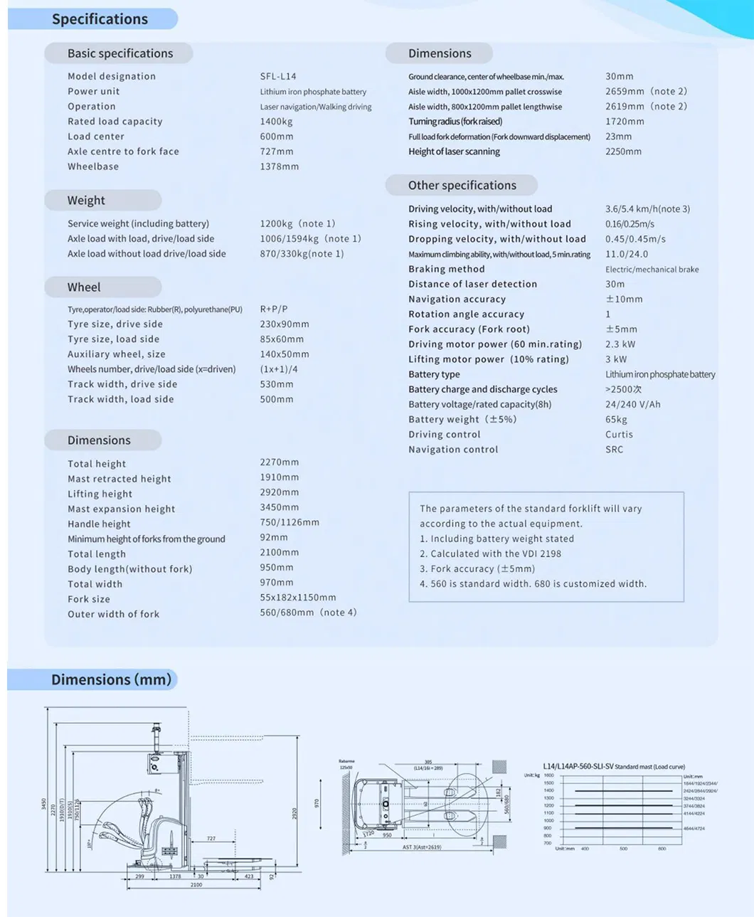 Agv Autonomous Forklift Guided Vehicles for Warehouse