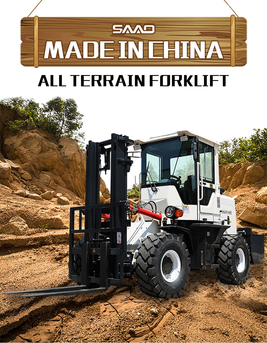 All Terrain 4X4 Mini Foklift Diesel Forklift Truck with Sideshift