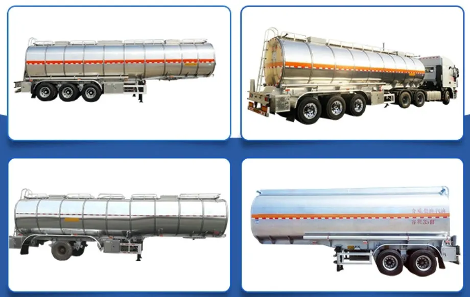 Aluminum Tanker Trailer 36000L~42000L 3 Axle Transport Food Cooking Oil Edible Oil