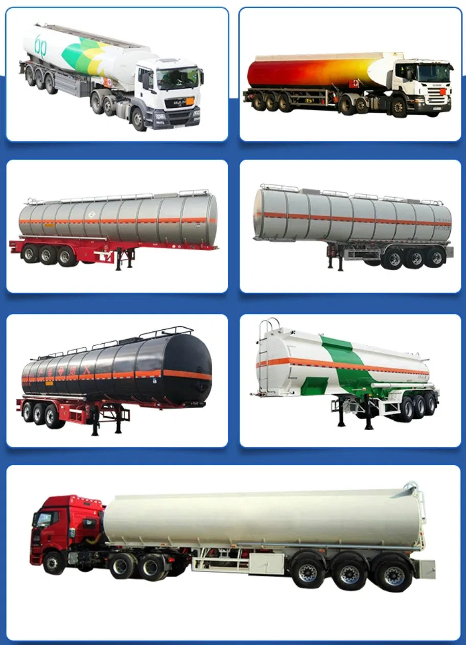 Aluminum Tanker Trailer 36000L~42000L 3 Axle Transport Food Cooking Oil Edible Oil