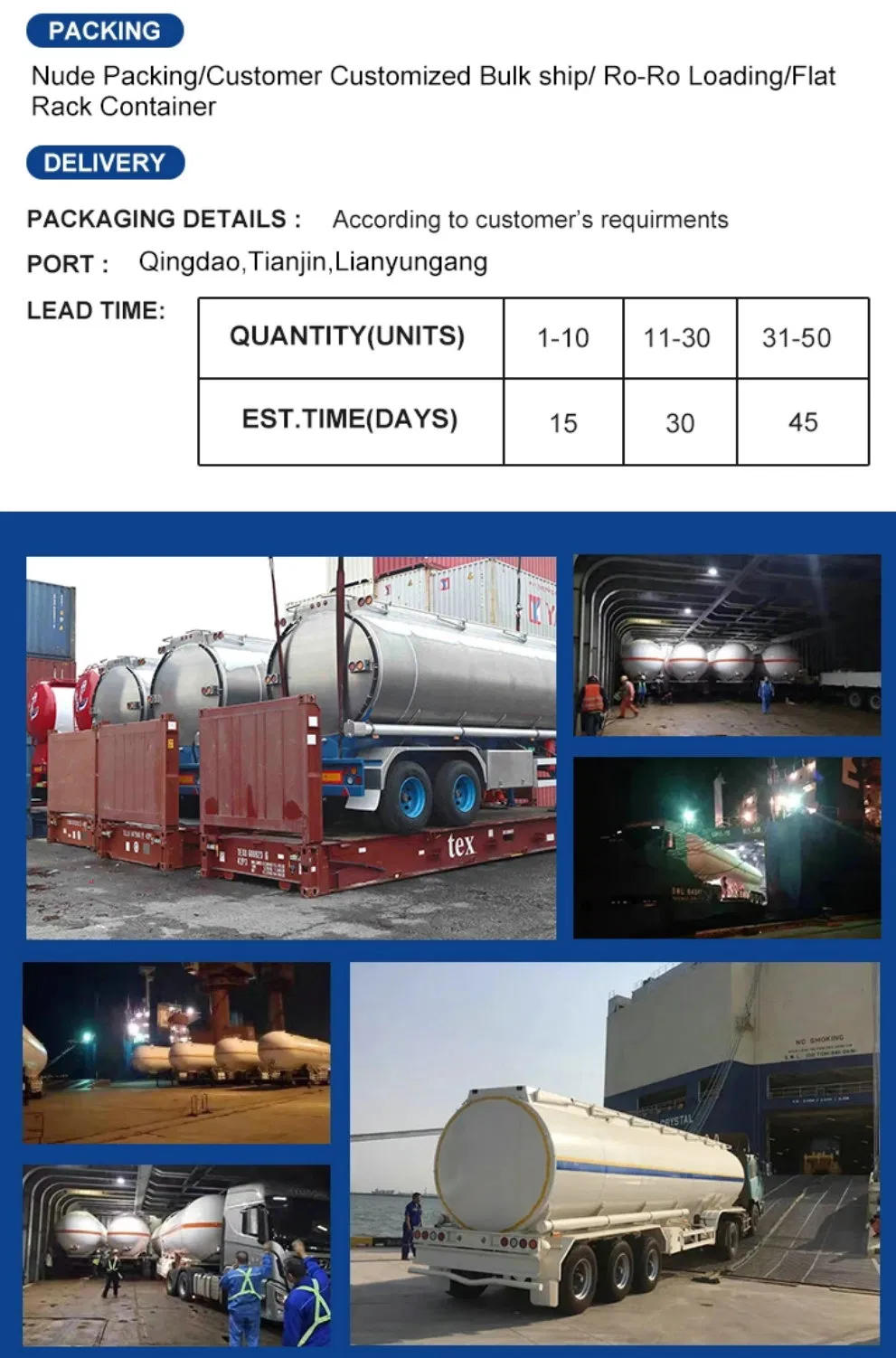 Aluminum Tanker Trailer 36000L~42000L 3 Axle Transport Food Cooking Oil Edible Oil