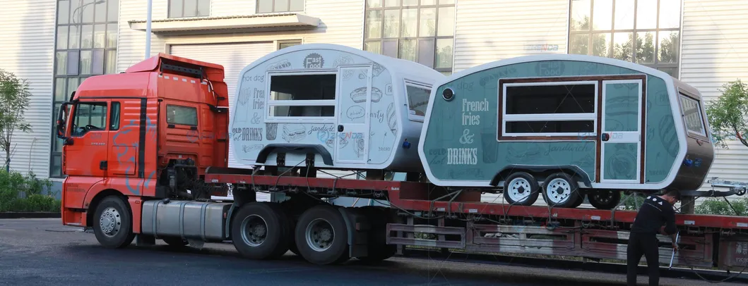 BBQ Kiosk Food Car Towing Street Trailer Equipment Shipping Container Galvanized Car Refrigerated Food Trailer Food Container