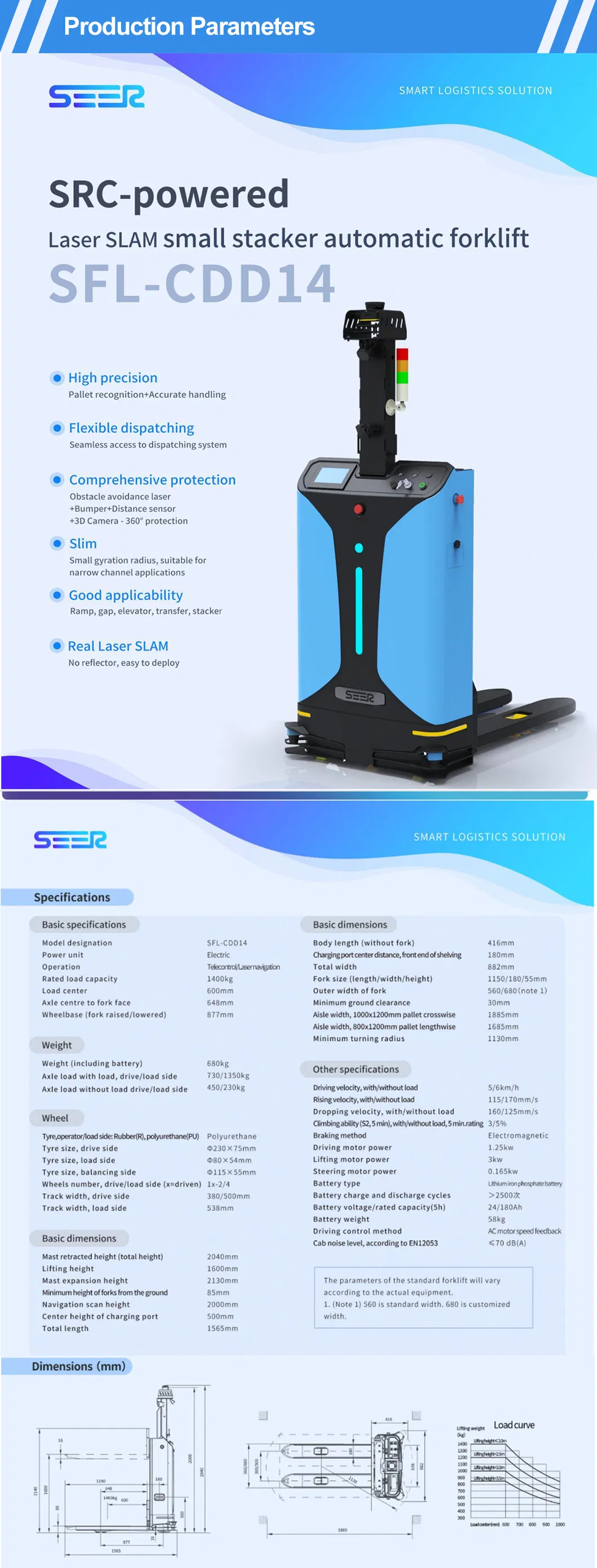 Best Sales Mobile Industrial Robot 500kg 1000kg Load Forklift