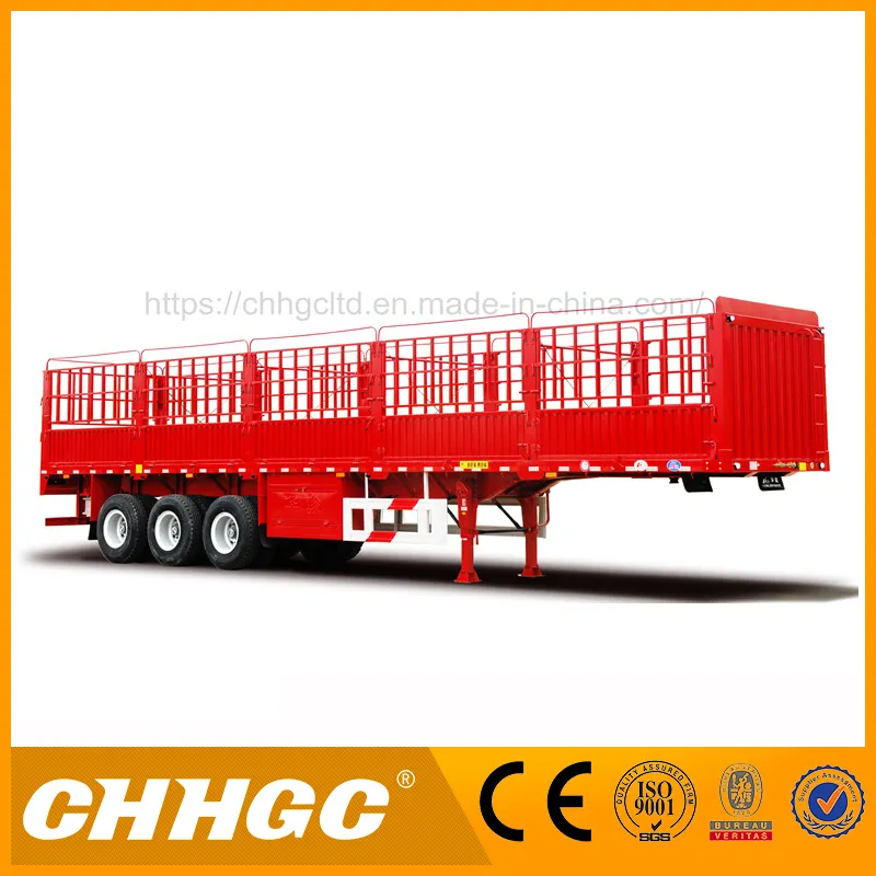 Bulk Cage Truck Semi Trailer, 3 Axles Livestock Fence Semi Trailer
