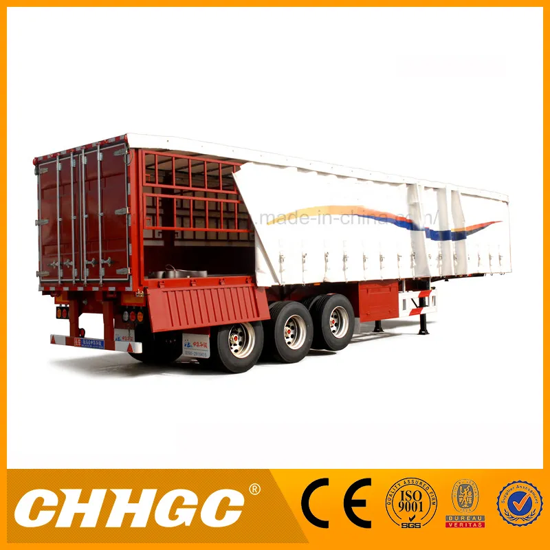 Bulk Cage Truck Semi Trailer, 3 Axles Livestock Fence Semi Trailer