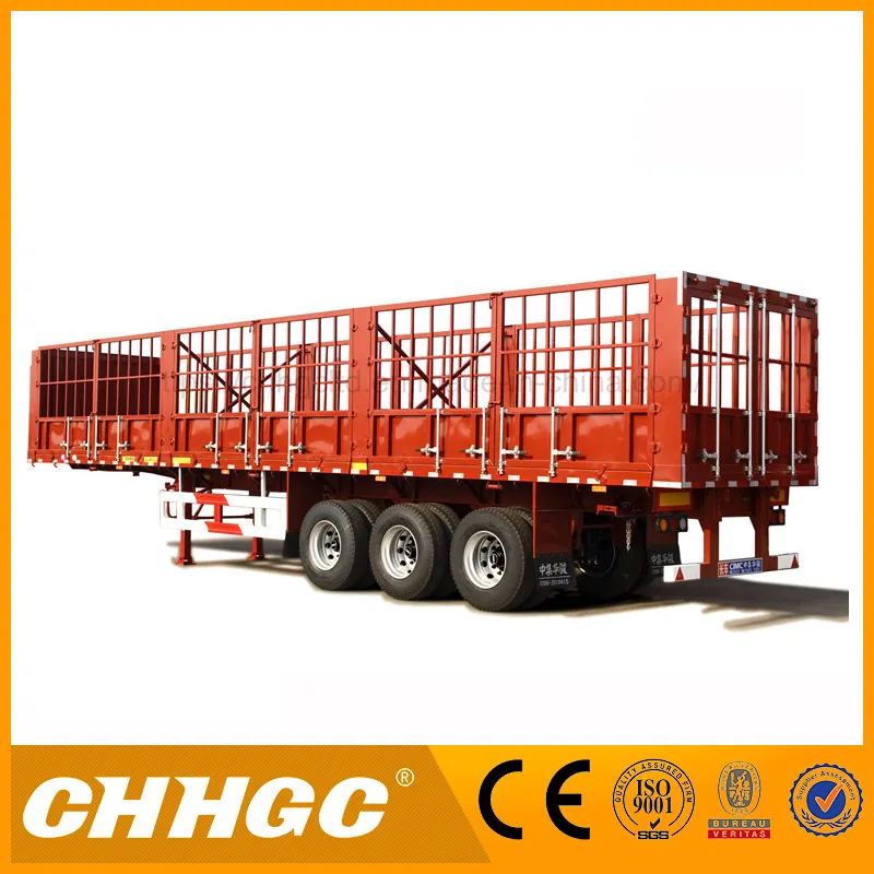 Bulk Cage Truck Semi Trailer, 3 Axles Livestock Fence Semi Trailer
