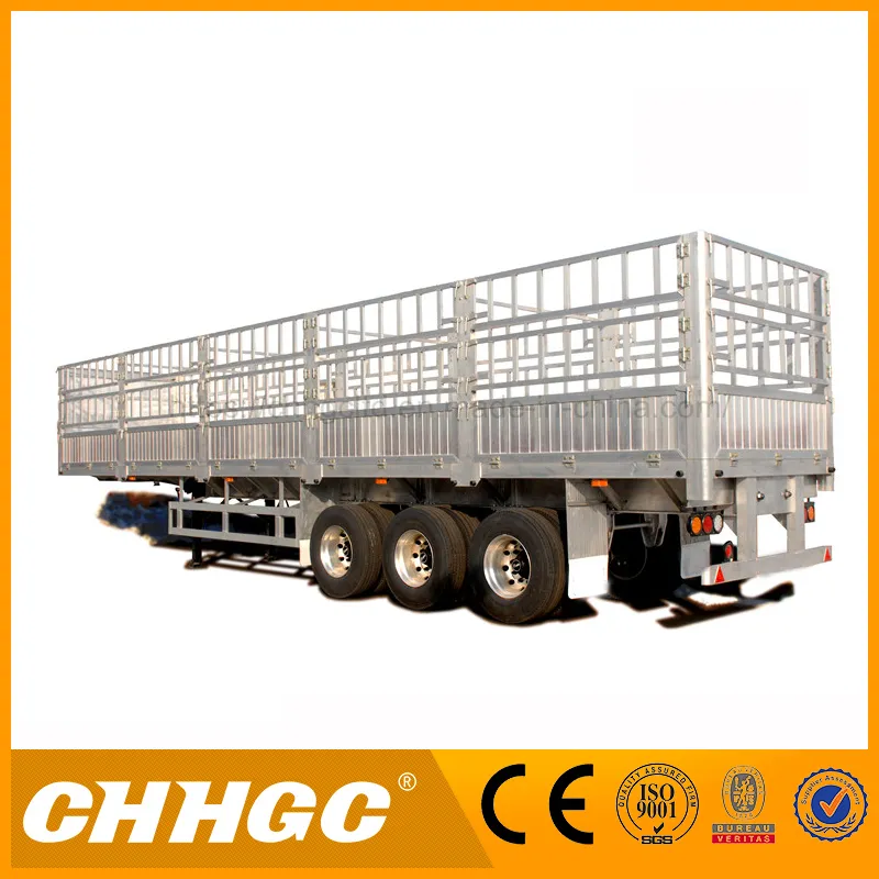 Bulk Cage Truck Semi Trailer, 3 Axles Livestock Fence Semi Trailer