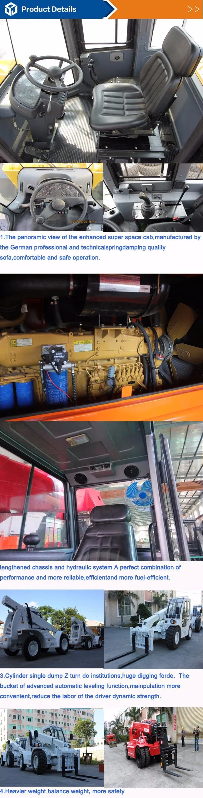 China 2.5t 4X4wd Heavy Duty Telehandler with Cummins Engine