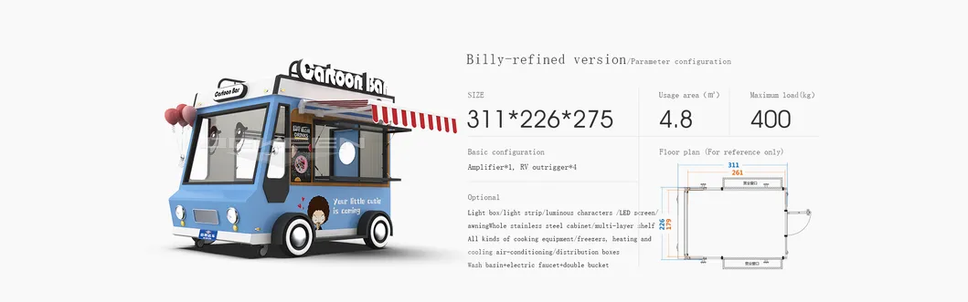 China Manufacturer Food Truck Catering Trailer Bakery Food Cart Roasted Chicken Food Trailer of Billy
