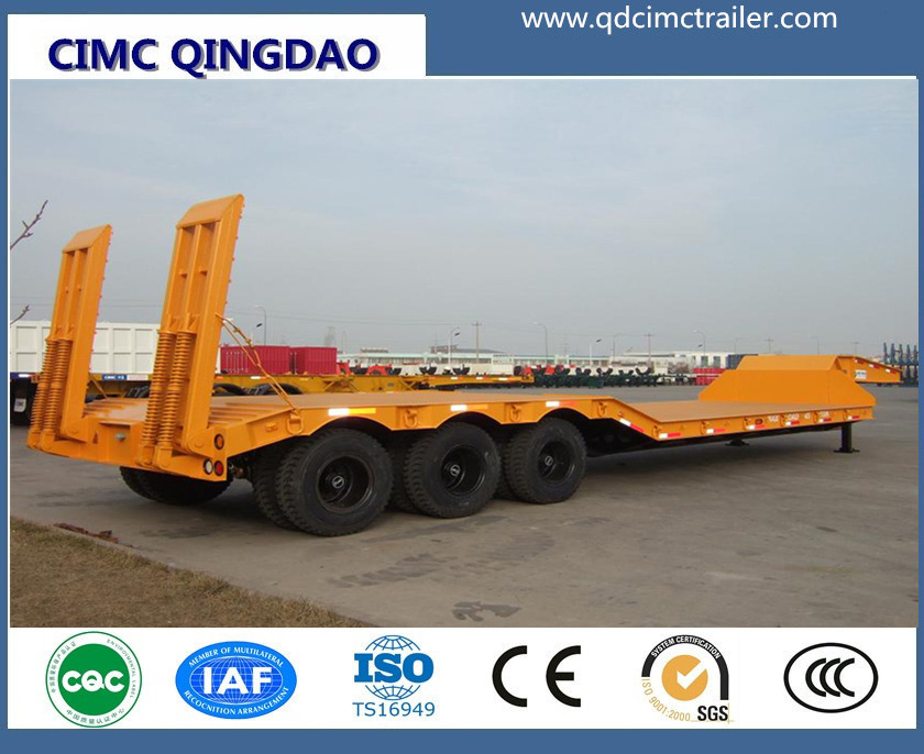 Cimc 3 Axles 60t Low Flatbed Semi Truck Trailer