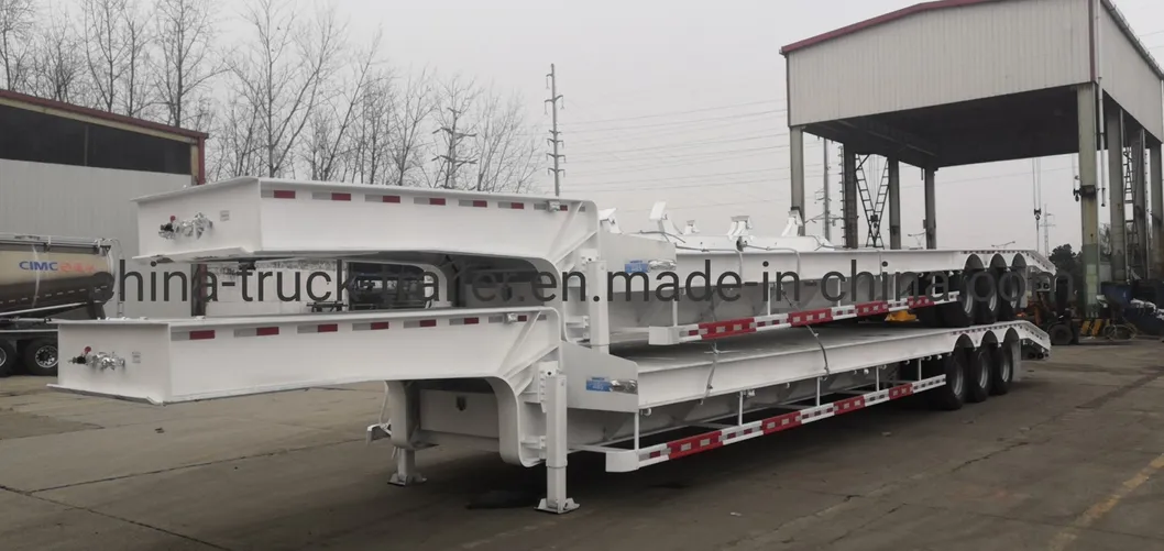 Cimc 3 Axles Low Bed Trailer 70 Tons Excavator Transport Trailer for Algeria