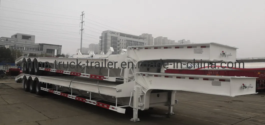 Cimc 3 Axles Low Bed Trailer 70 Tons Excavator Transport Trailer for Algeria