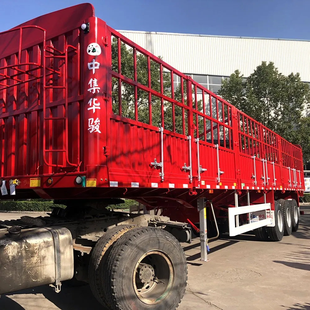 Cimc Huajun 3 Axle Four Doors Cargo Stake Semi Trailer with Long Locks
